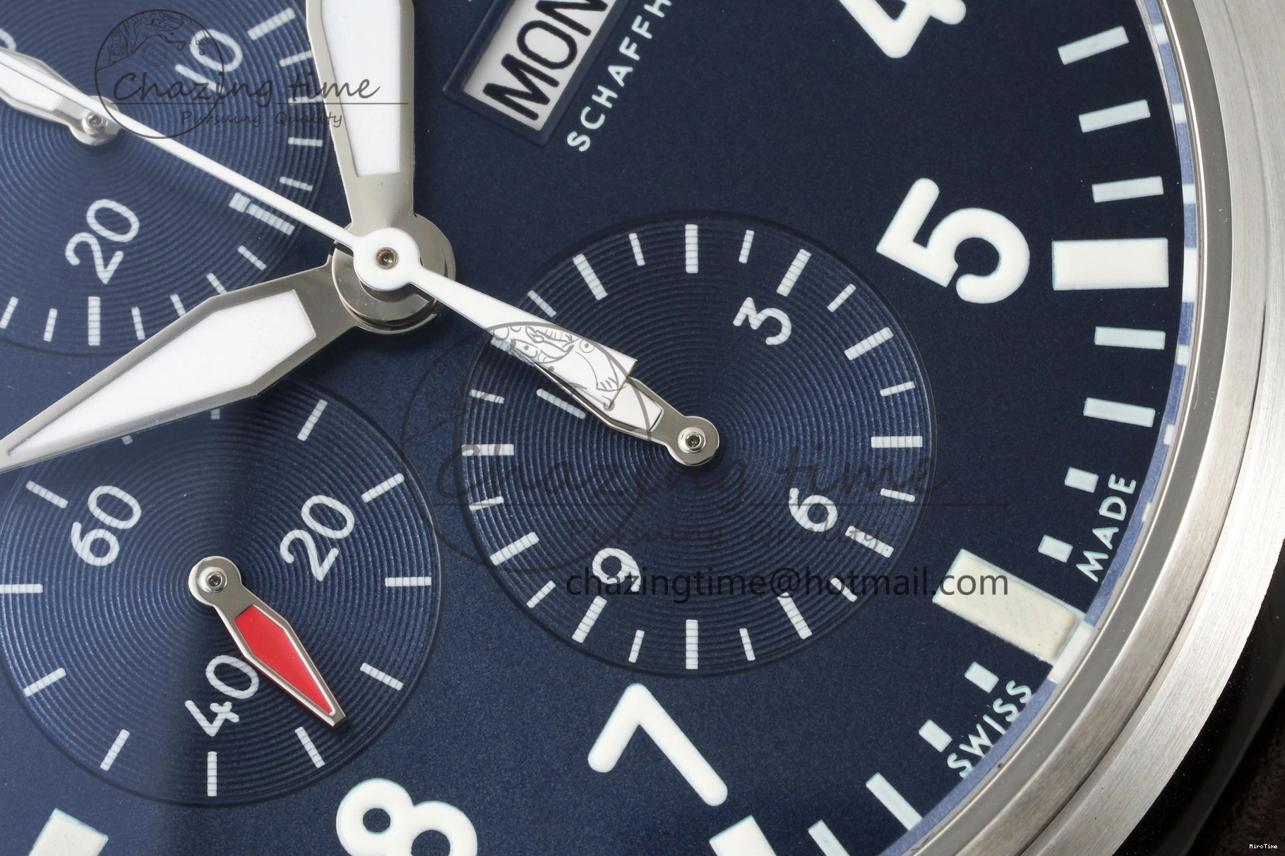 MIROTIME 0524 Pilot Chrono SS AZF 1:1 Best Edition Blue Dial on Brown Leather Strap A TimelessDesign 7060